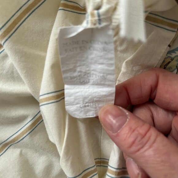 Duvet Cover Queen Size 100% Cotton Blue Cream Gold Floral Reversable - Picture 7 of 8